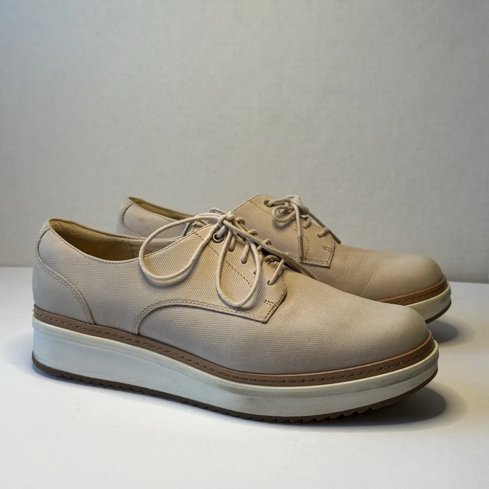 Clarks Teadale Women's Sz 9 Blush Pink Leather‎ Lace Up Oxford Platform Sneaker